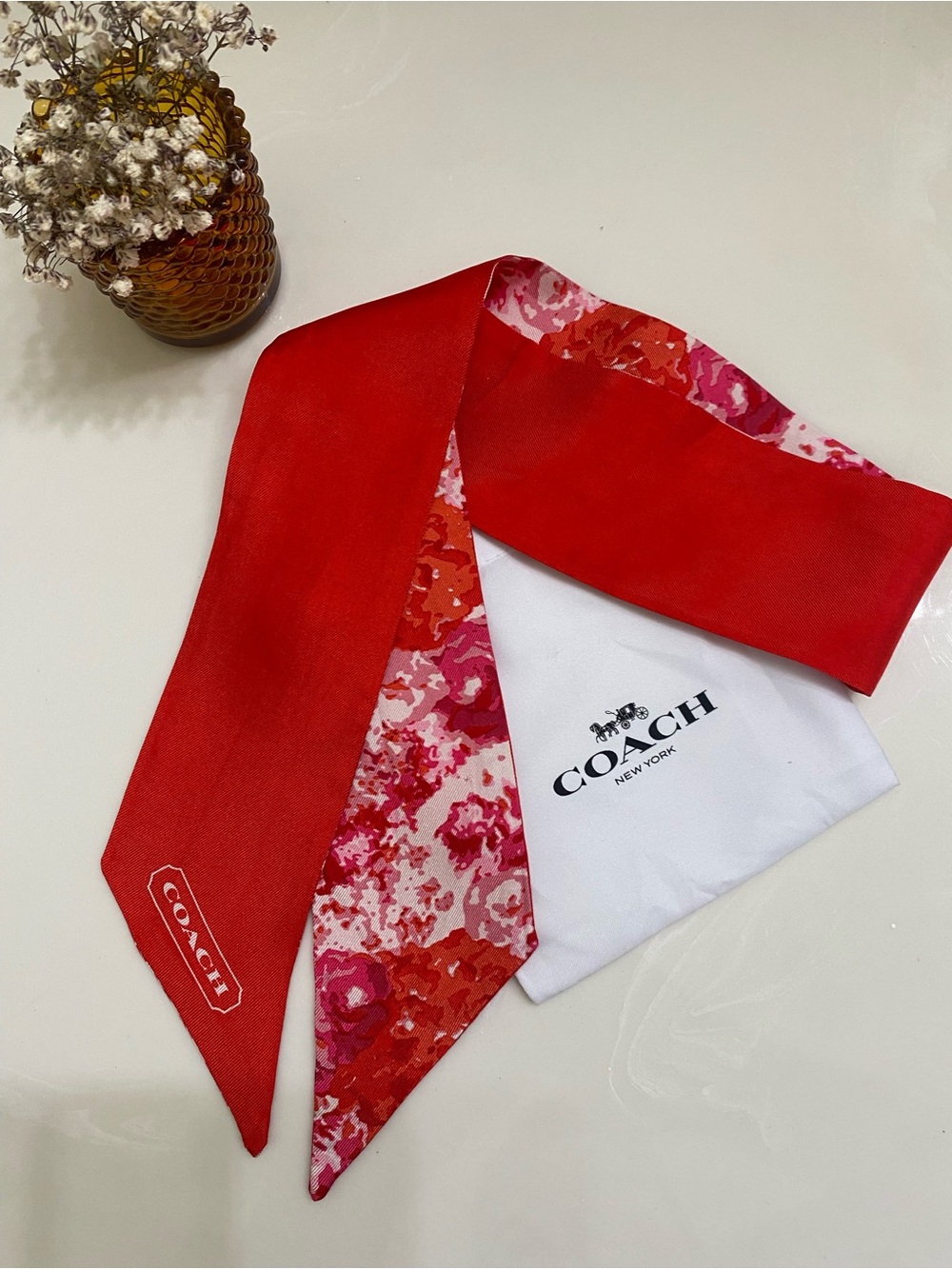 COACH Floral Silk Twilly Scarf